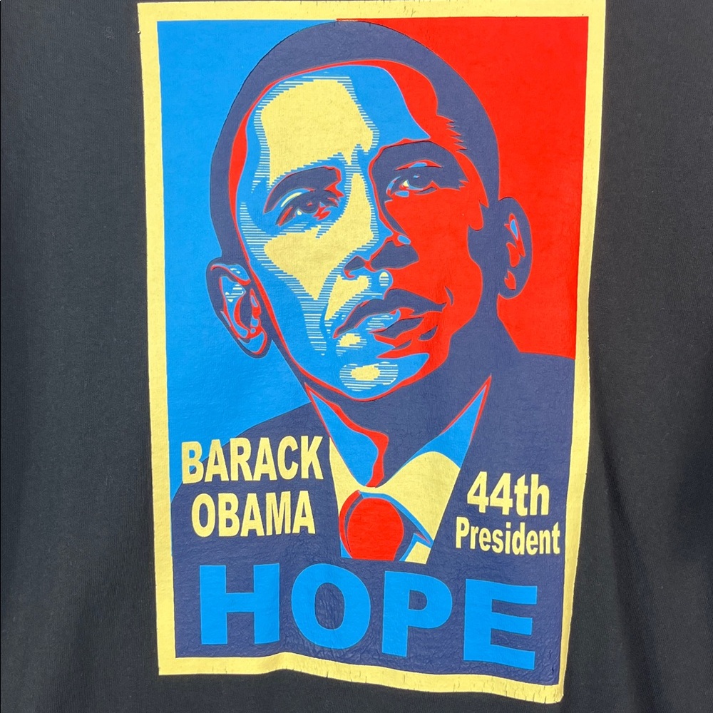 Barack Obama 44th Pres. black short sleeved tee shirt chest size 22”. Med/large - Picture 3 of 5